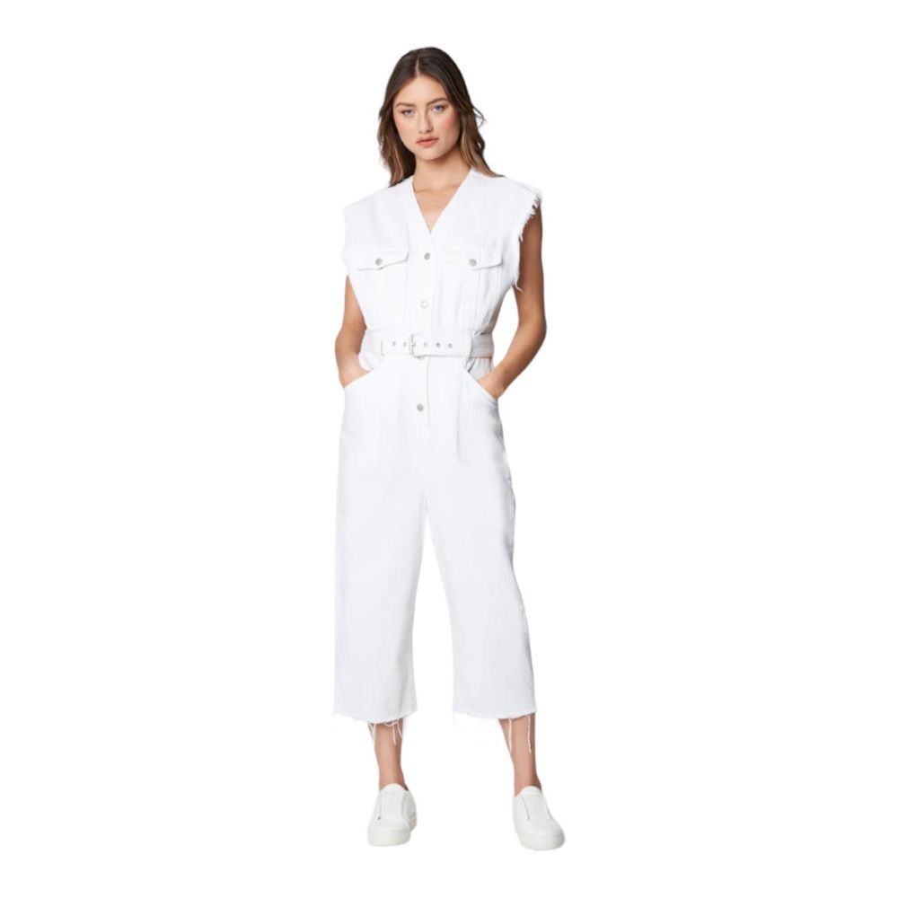 BLANK NYC Head In The Clouds Denim Jumpsuit White Size XS NWT